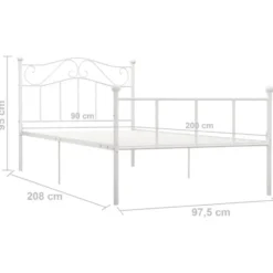 vidaXL - Bed frame - Wit - Metaal - 90 x 200 cm