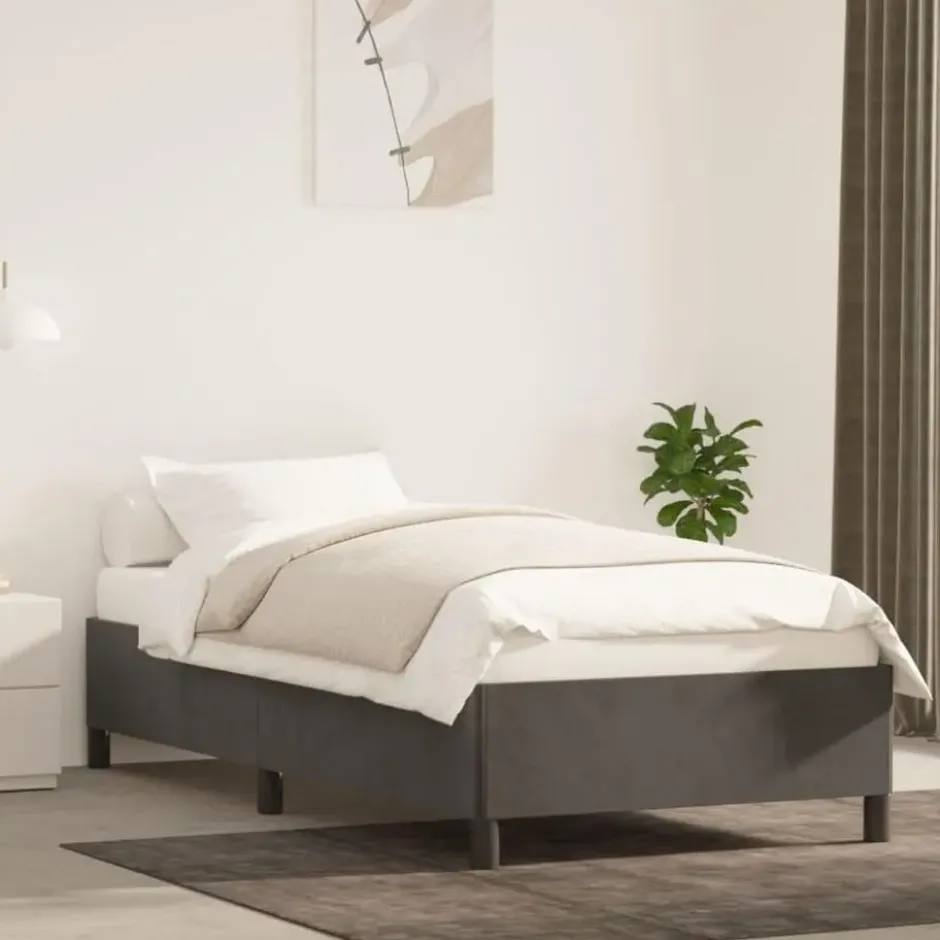 vidaXL - Bed frame zonder matras - Donkergrijs- Fluweel - 90x200 cm