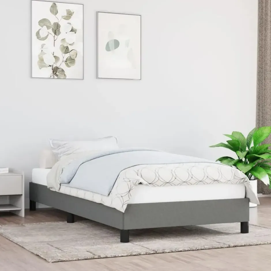 vidaXL - Bed frame zonder matras - Grijs en zwart - Stof - 80x200 cm