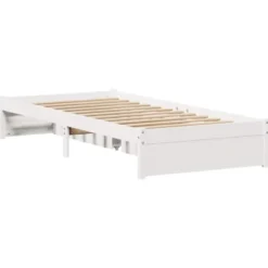 vidaXL - Bedframe zonder matras massief grenenhout wit 75x190 cm