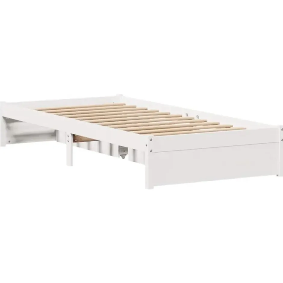 vidaXL - Bedframe zonder matras massief grenenhout wit 75x190 cm