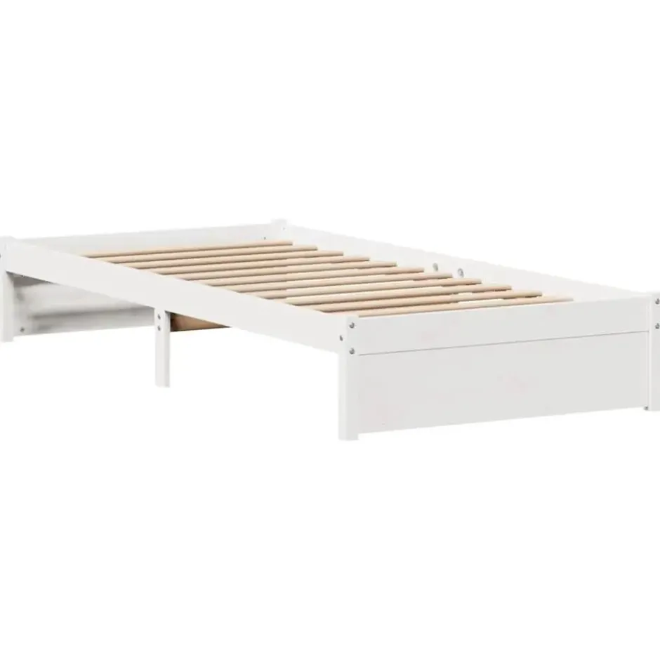 vidaXL - Bedframe zonder matras massief grenenhout wit 75x190 cm