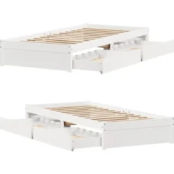 vidaXL - Bedframe zonder matras massief grenenhout wit 75x190 cm