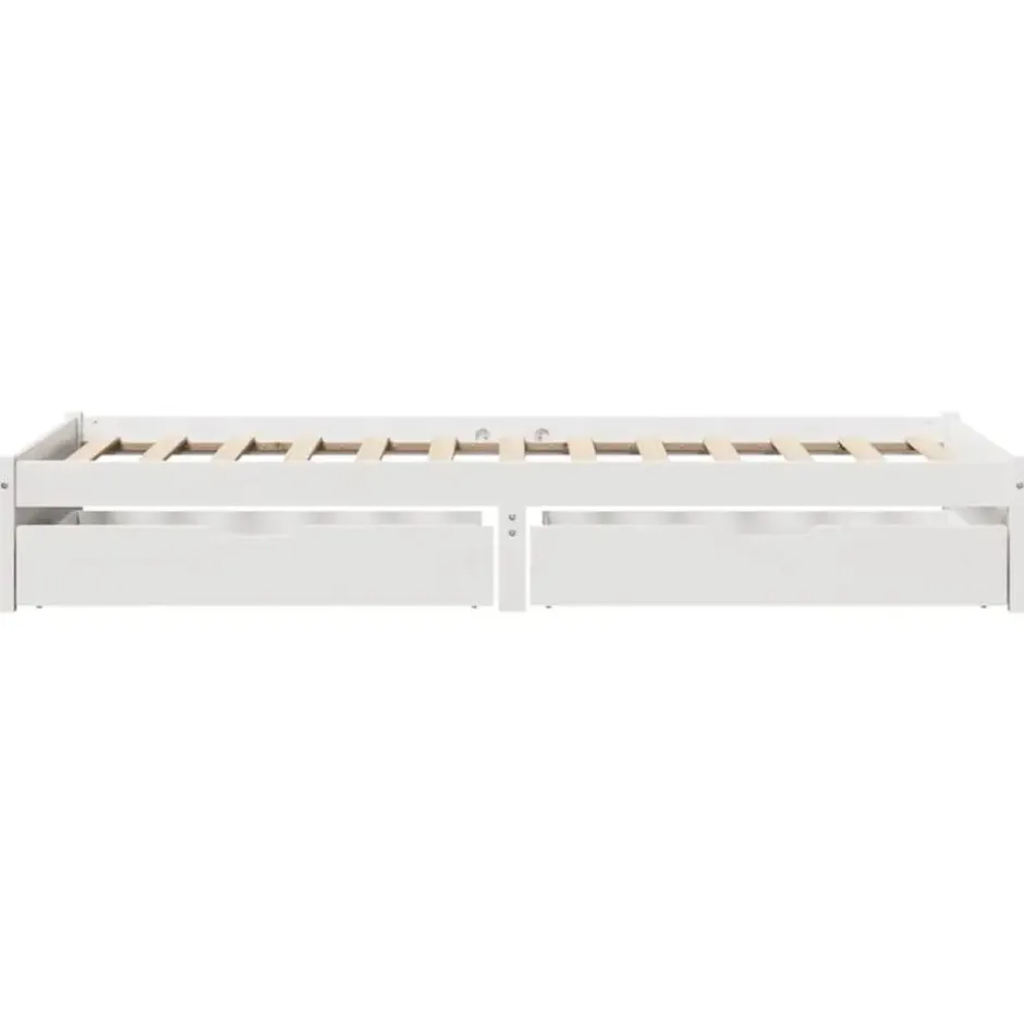 vidaXL - Bedframe zonder matras massief grenenhout wit 75x190 cm