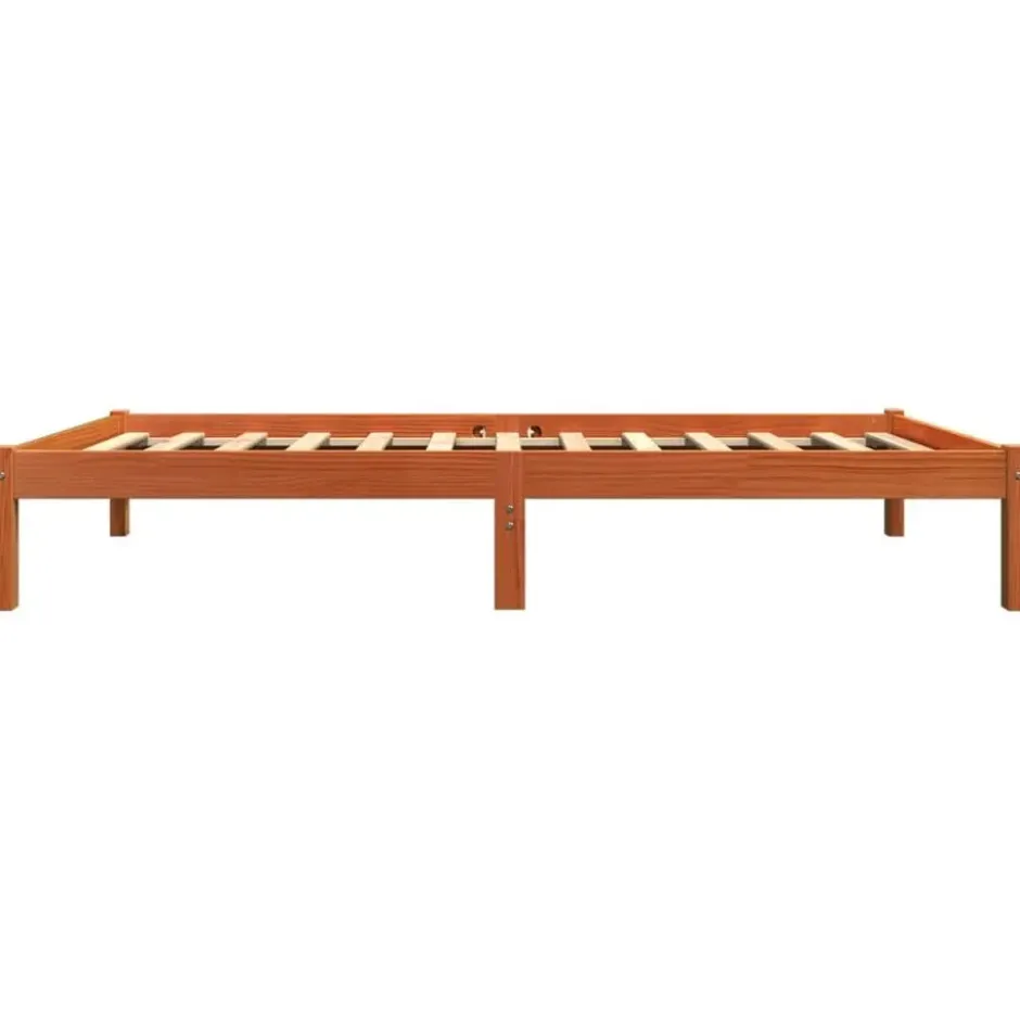 vidaXL - Bed frame zonder matras - Wasbruin - Massief grenenhout - 90x200 cm