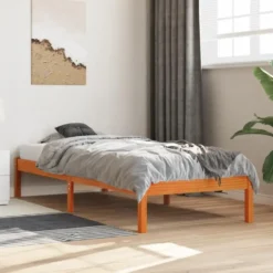 vidaXL - Bed frame zonder matras - Wasbruin - Massief grenenhout - 90x200 cm