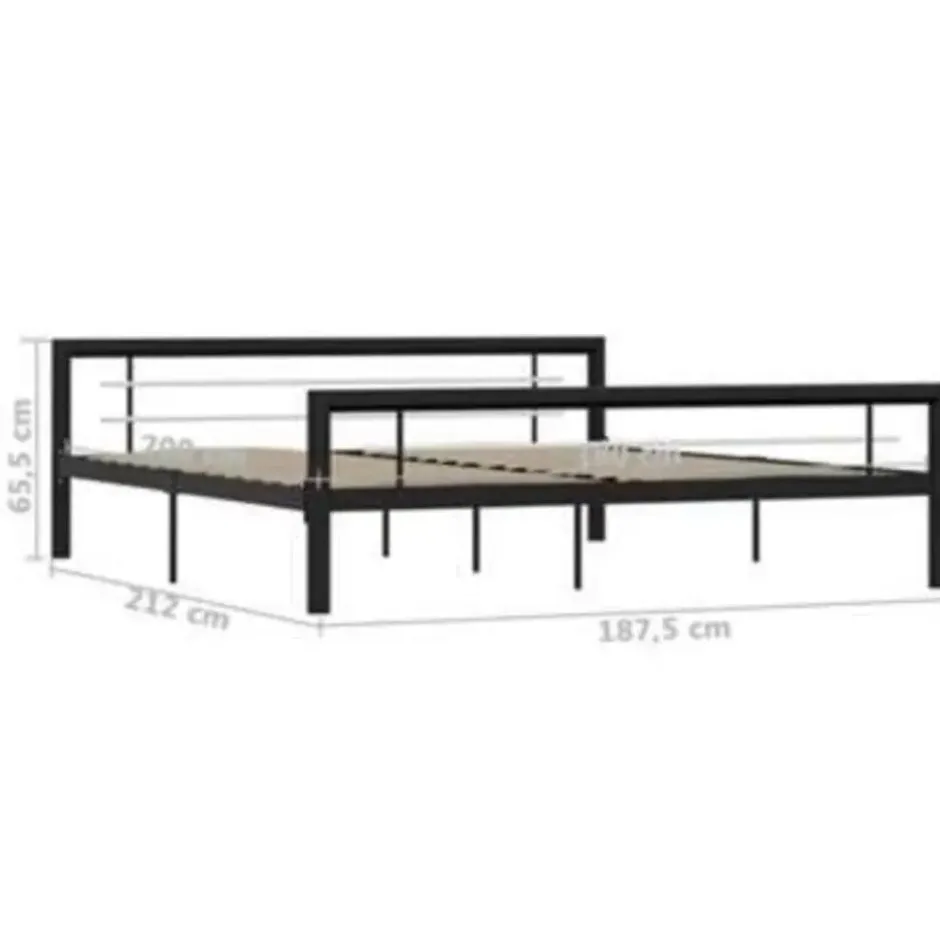 vidaXL - Bed frame - Zwart en wit - Metaal - 180 x 200 cm