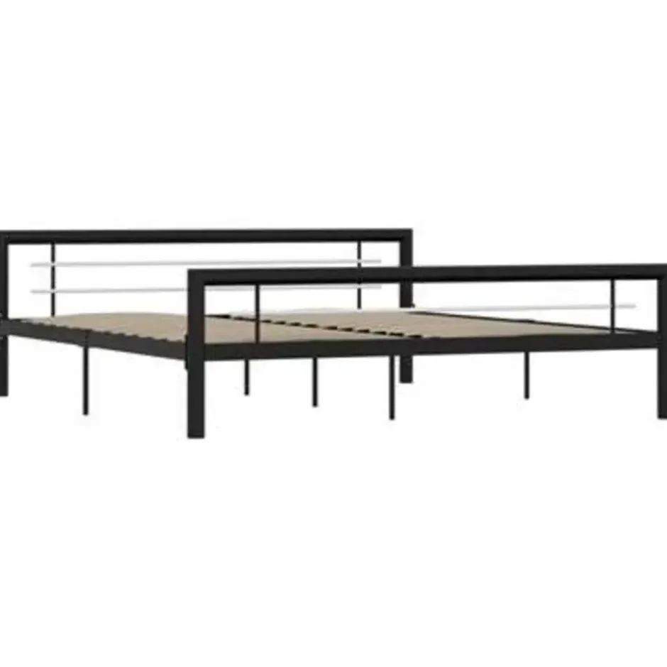 vidaXL - Bed frame - Zwart en wit - Metaal - 180 x 200 cm