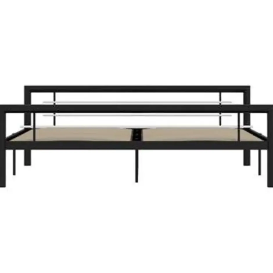 vidaXL - Bed frame - Zwart en wit - Metaal - 180 x 200 cm
