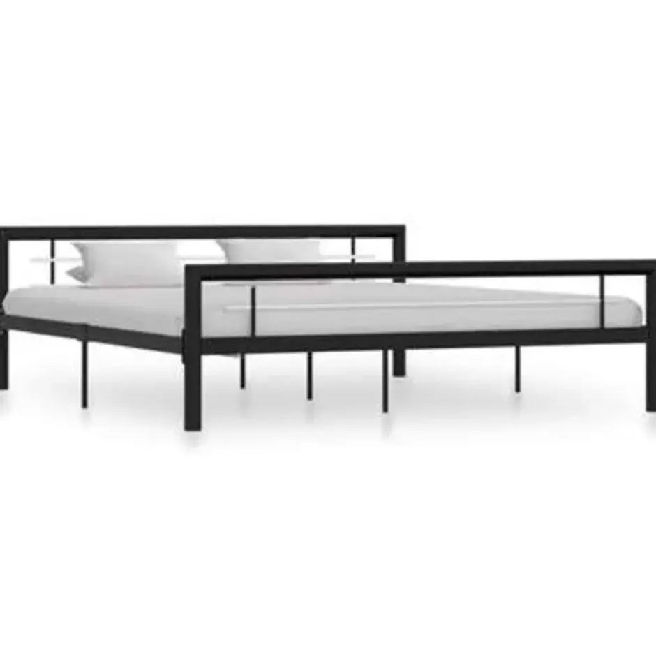 vidaXL - Bed frame - Zwart en wit - Metaal - 180 x 200 cm