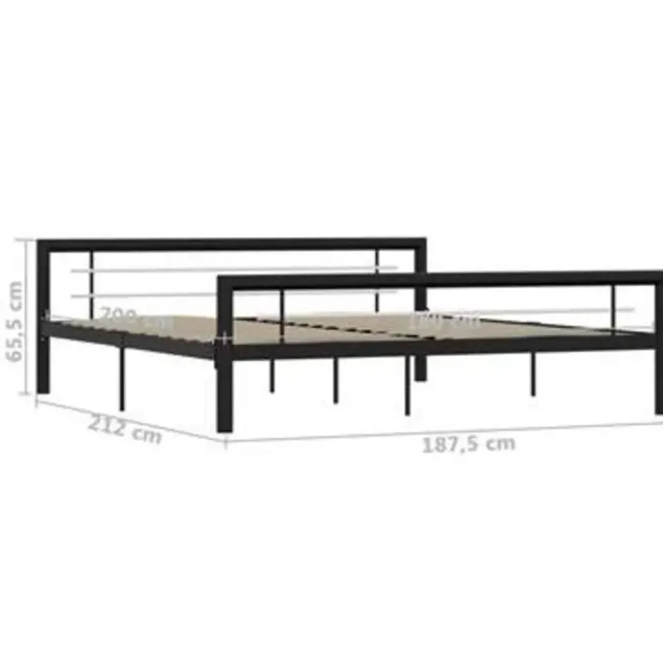 vidaXL - Bed frame - Zwart en wit - Metaal - 180 x 200 cm