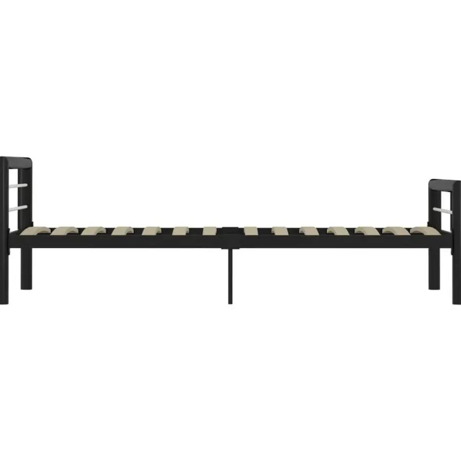 vidaXL - Bed met hoofd- en voeteneinde - Zwart en wit - Metaal - 100x200 cm