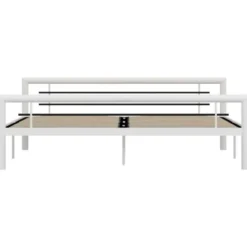 vidaXL - Bed met hoofd- en voeteneinde - Wit en zwart - metaal - 180x200 cm