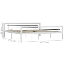 vidaXL - Bed met hoofd- en voeteneinde - Wit en zwart - metaal - 180x200 cm