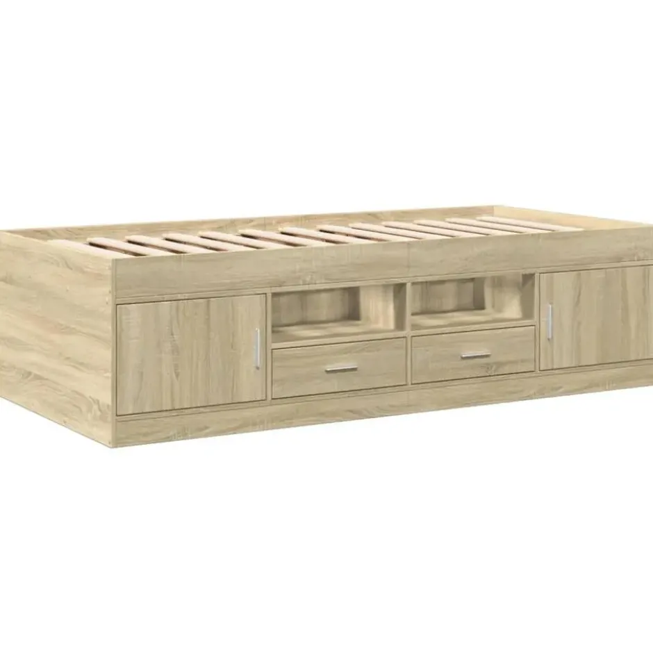 vidaXL - Bed met lades - Bruin - Hout - 90 x 200 cm - Zonder matras