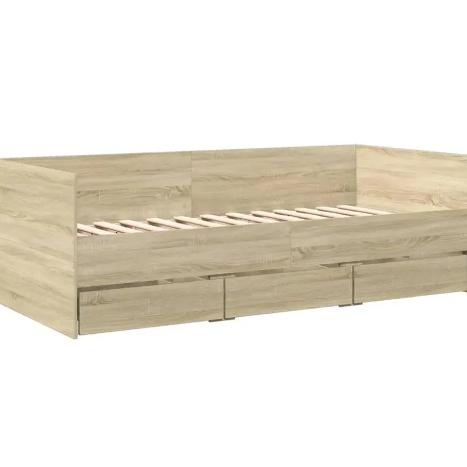 vidaXL - Bed met lades - Sonoma eikenkleurig - Hout - 90 x 200 cm