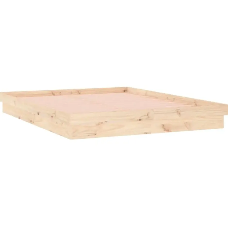 vidaXL - Bed met LED - Naturel - Massief hout - 120x200 cm