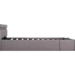 vidaXL - Bed met opbergruimte en LED - Hydraulische - Taupe - Stof - 120x200 cm