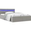 vidaXL - Bed met opbergruimte en LED - lichtgrijs - stof - 120x200 cm