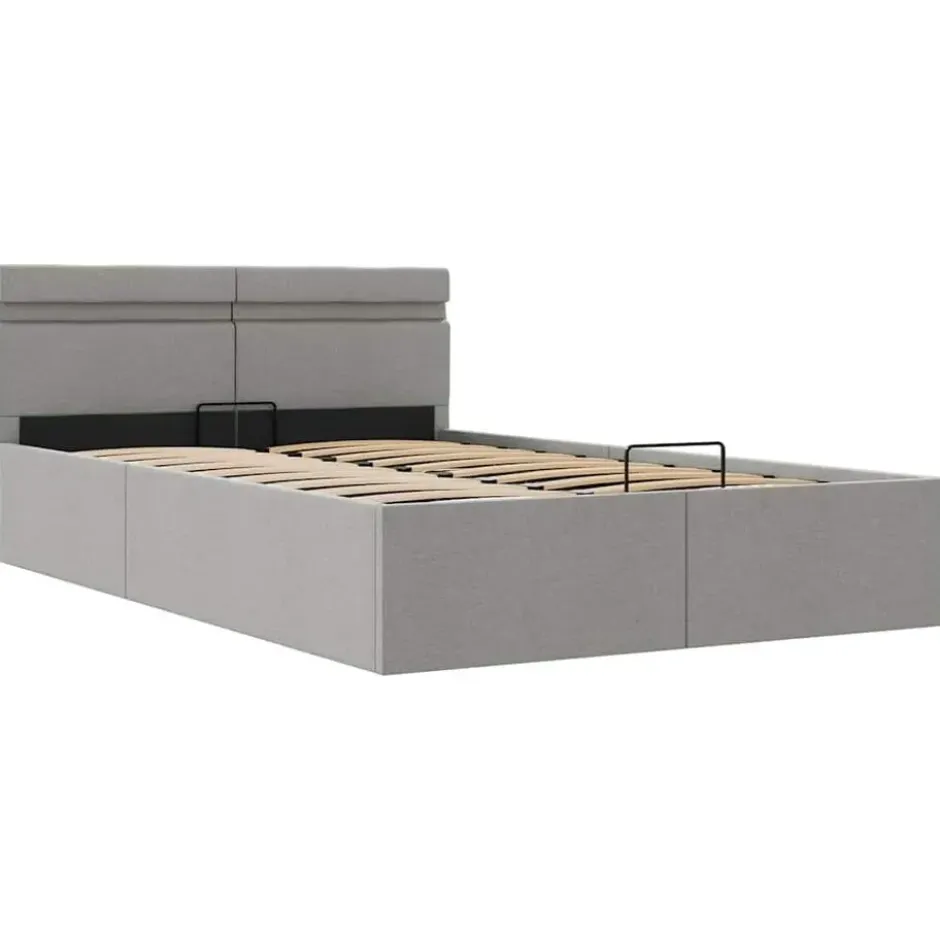 vidaXL - Bed met opbergruimte en LED - lichtgrijs - stof - 120x200 cm