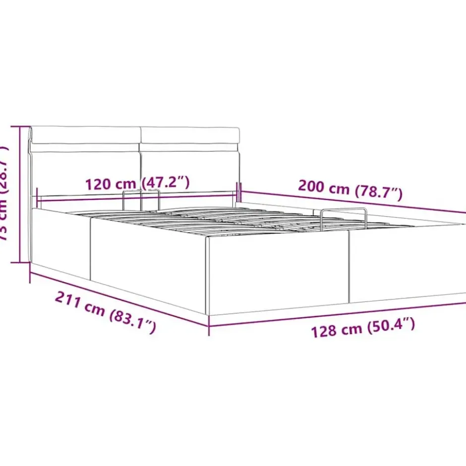 vidaXL - Bed met opbergruimte en LED - lichtgrijs - stof - 120x200 cm