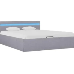 vidaXL - Bed met opbergruimte en LED - lichtgrijs - stof - 120x200 cm