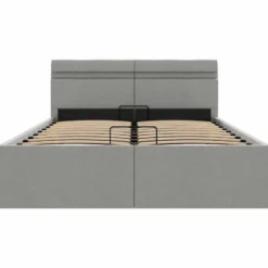 vidaXL - Bed met opbergruimte en LED - lichtgrijs - stof - 120x200 cm