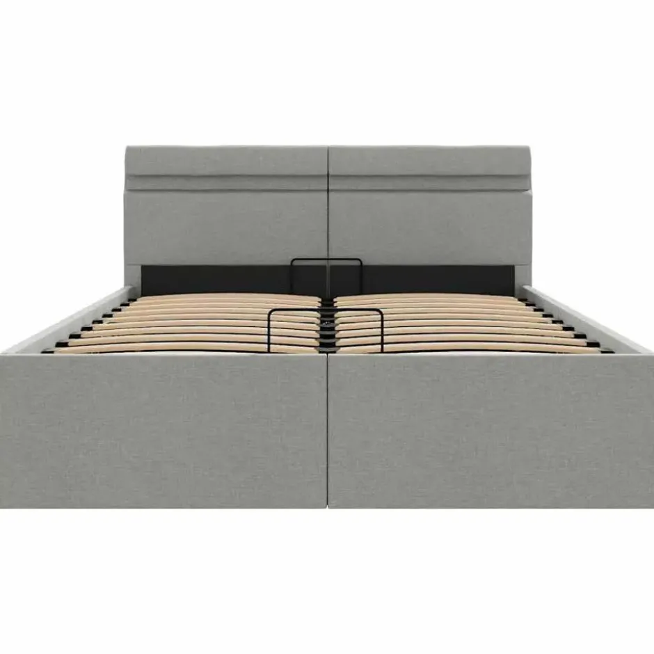 vidaXL - Bed met opbergruimte en LED - lichtgrijs - stof - 120x200 cm