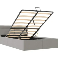 vidaXL - Bed met opbergruimte en LED - lichtgrijs - stof - 120x200 cm