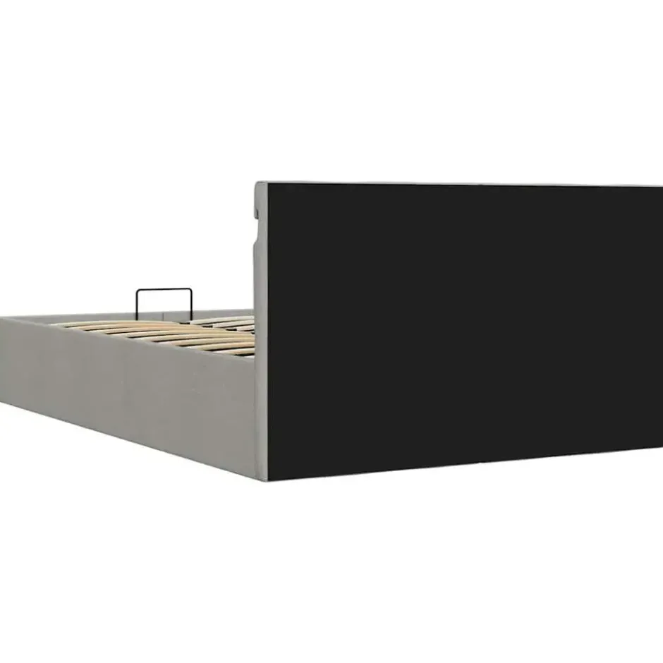 vidaXL - Bed met opbergruimte en LED - lichtgrijs - stof - 120x200 cm