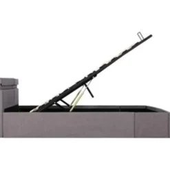 vidaXL - Bed met opbergruimte en LED - Hydraulische - Taupe - stof - 160x200 cm