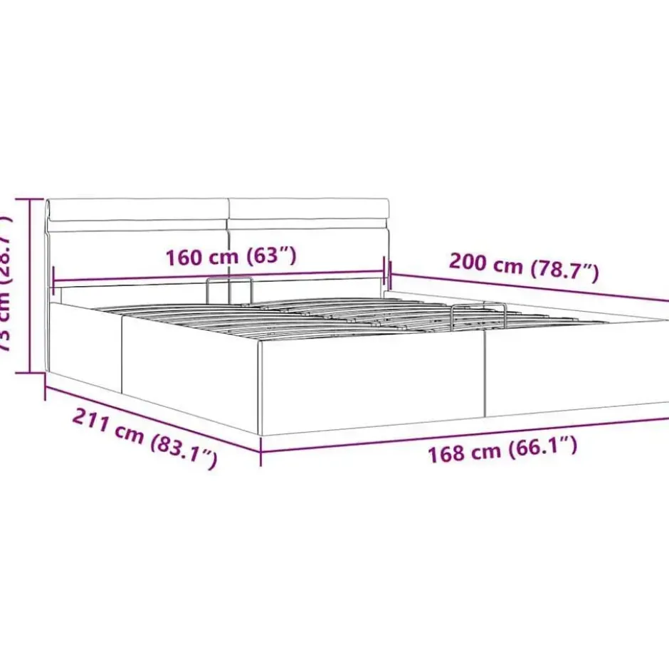 vidaXL - Bed met opbergruimte en LED - Hydraulische - Taupe - stof - 160x200 cm