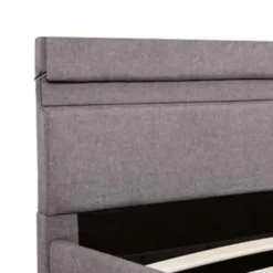 vidaXL - Bed met opbergruimte en LED - Hydraulische - Taupe - stof - 160x200 cm