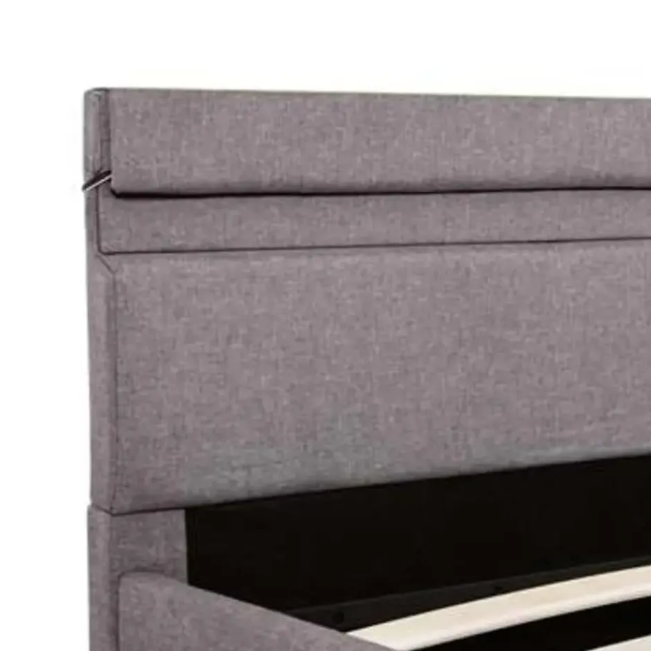 vidaXL - Bed met opbergruimte en LED - Hydraulische - Taupe - stof - 160x200 cm