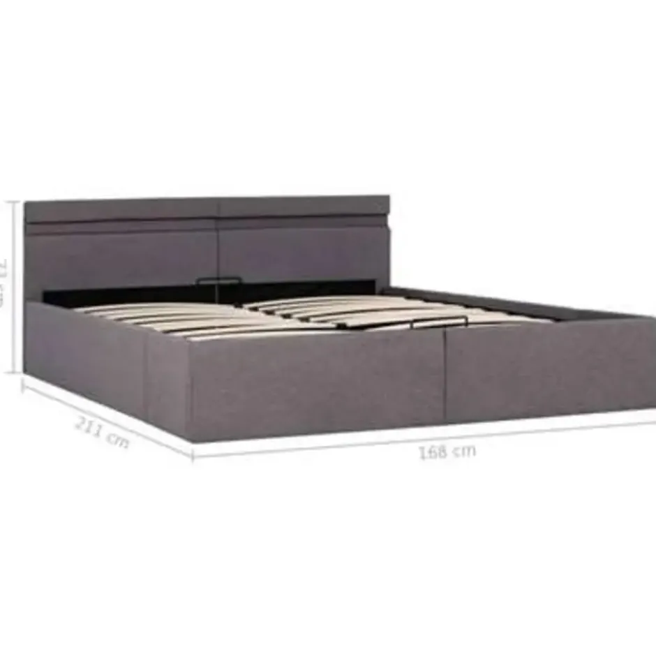 vidaXL - Bed met opbergruimte en LED - Hydraulische - Taupe - stof - 160x200 cm