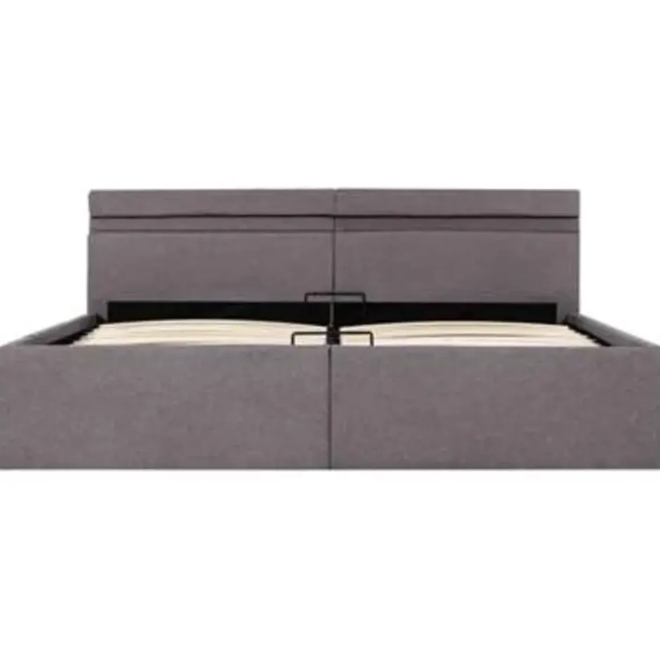 vidaXL - Bed met opbergruimte en LED - Hydraulische - Taupe - stof - 160x200 cm