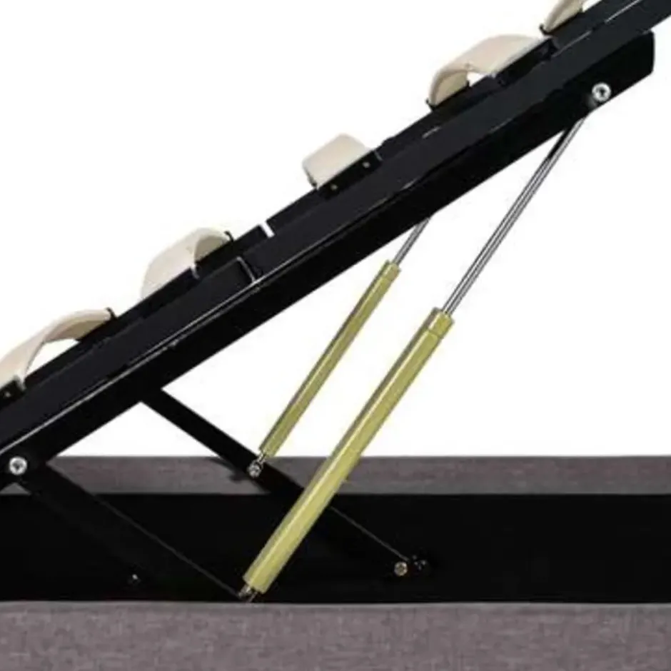 vidaXL - Bed met opbergruimte en LED - Hydraulische - Taupe - stof - 160x200 cm