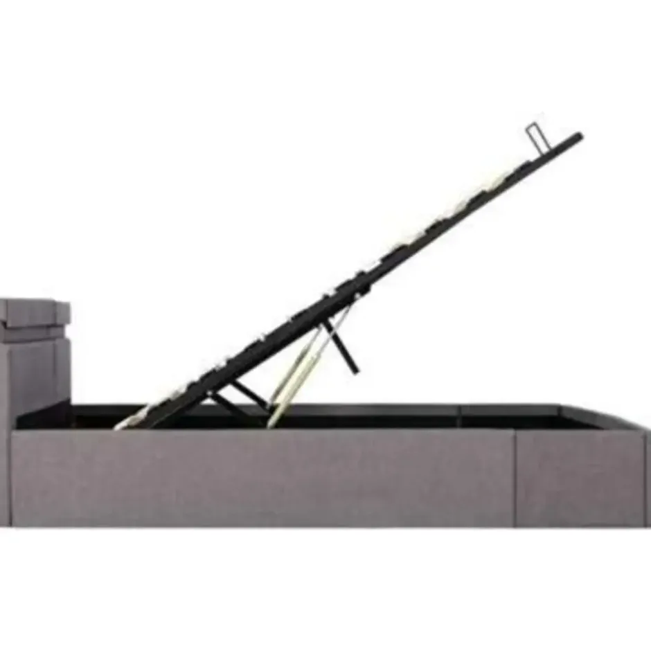 vidaXL - Bed met opbergruimte en LED - Hydraulische - Taupe - stof - 160x200 cm