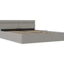 vidaXL-Bed met opbergruimte en LED - Lichtgrijs - Stof - 160x200 cm