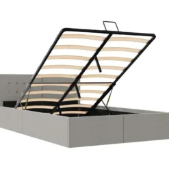 vidaXL - Bed met opbergruimte - Hydraulische - Lichtgrijs - Stof - 120x200 cm