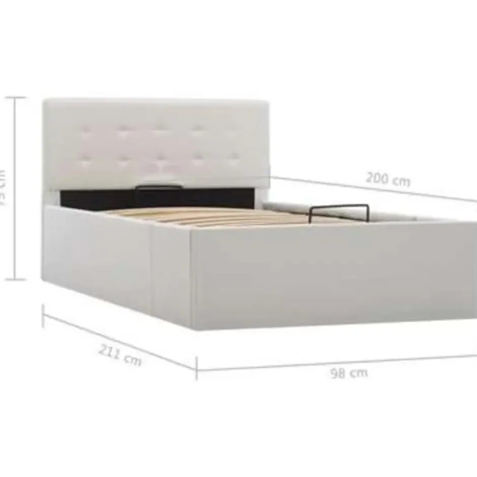 vidaXL - Bed met opbergruimte - Hydraulisch - Wit - Kunstleer - 90x200 cm