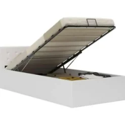 vidaXL - Bed met opbergruimte - Hydraulisch - Wit - Kunstleer - 90x200 cm