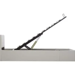 vidaXL - Bed met opbergruimte - Hydraulisch - Wit - Kunstleer - 90x200 cm