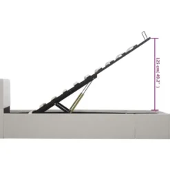 vidaXL - Bed met opbergruimte - Hydraulisch - Wit - Kunstleer - 90x200 cm