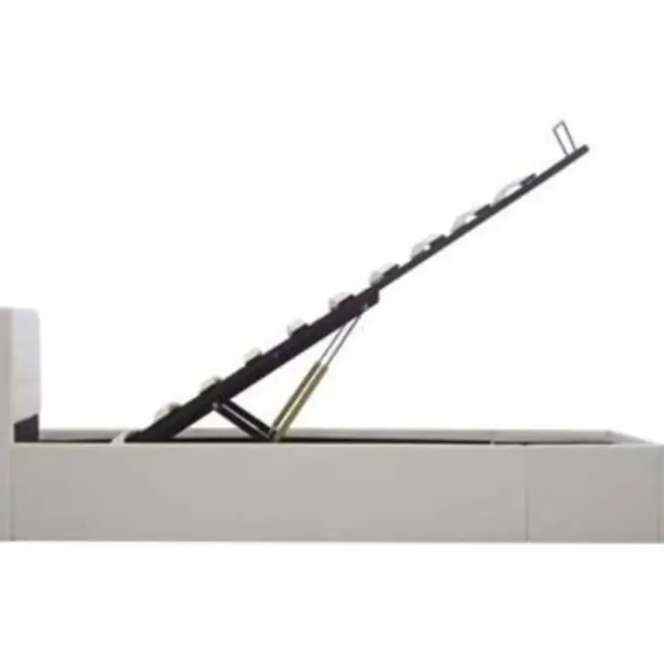 vidaXL - Bed met opbergruimte - Hydraulisch - Wit - Kunstleer - 90x200 cm