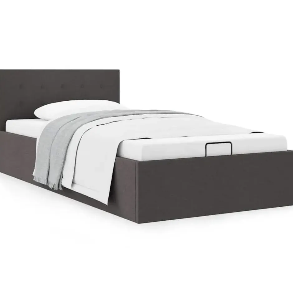 vidaXL - Bed met opbergruimte - Hydraulische - Donkergrijs - Stof - 100x200 cm