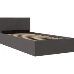 vidaXL - Bed met opbergruimte - Hydraulische - Donkergrijs - Stof - 100x200 cm