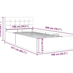 vidaXL - Bed met opbergruimte - Hydraulische - Donkergrijs - Stof - 100x200 cm