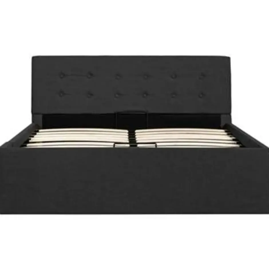 vidaXL - Bed met opbergruimte - Hydraulische - Donkergrijs - Stof - 120x200 cm