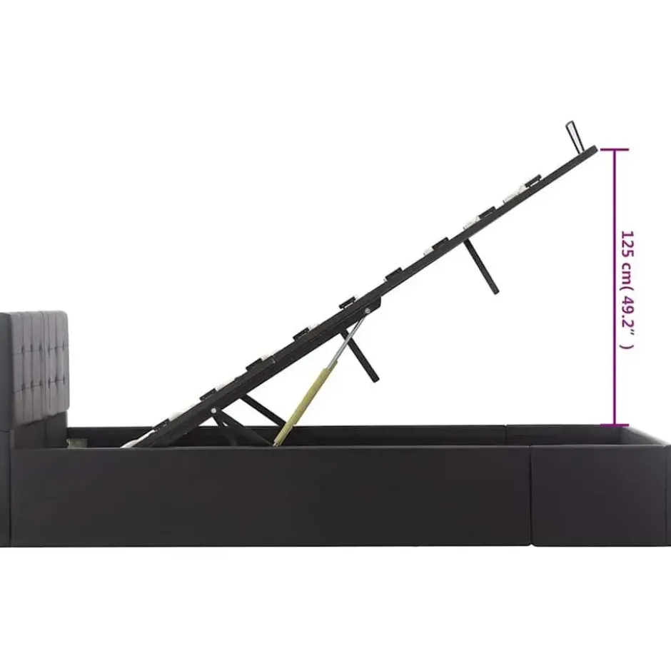 vidaXL - Bed met opbergruimte - Hydraulisch - Zwart - Kunstleer - 120x200 cm